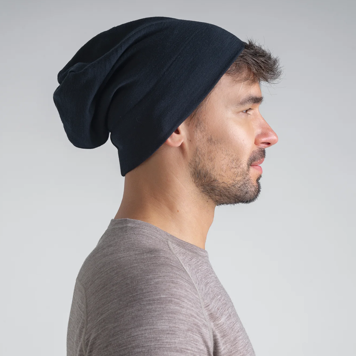 Hejma Merino Slouchy Beanie — Taupe Beige