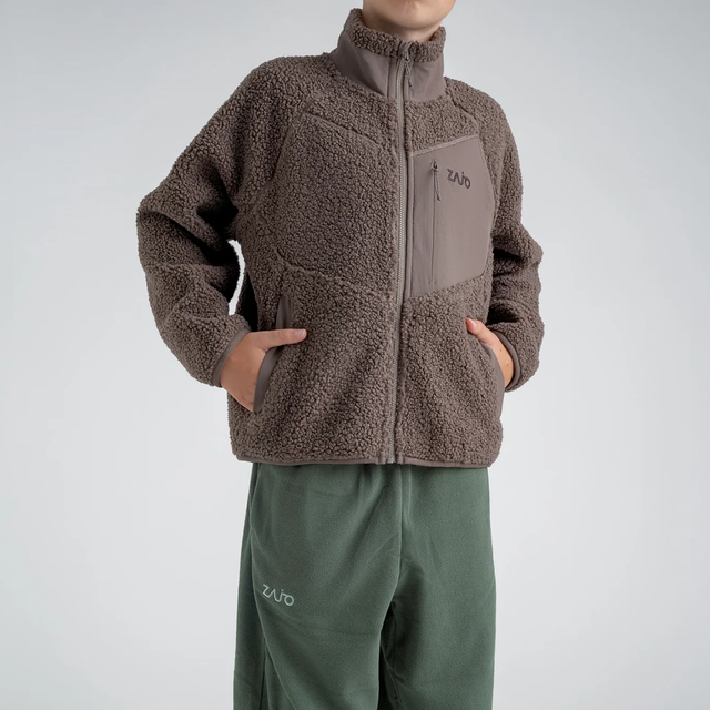 Palpo Kid's Pile Fleece Jacket — Cocoa Brown
