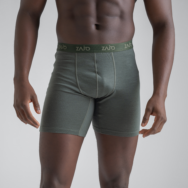 Senti Men's Merino Boxer Briefs Long — Thyme Green