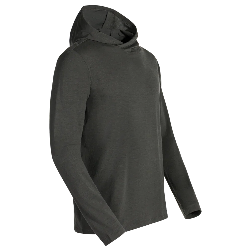 Kora Men's Merino Hoodie — Black Olive