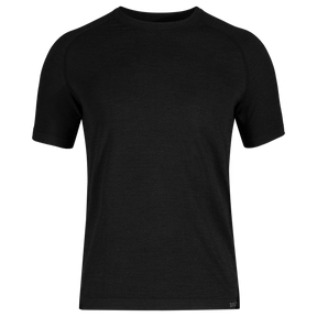 Lerta tricou fără cusături din lână merinos pentru bărbați, culoare Black
