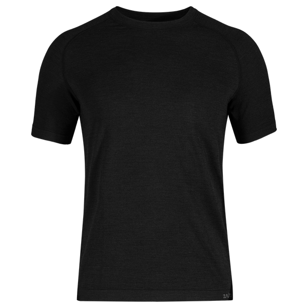 Lerta tricou fără cusături din lână merinos pentru bărbați, culoare Black