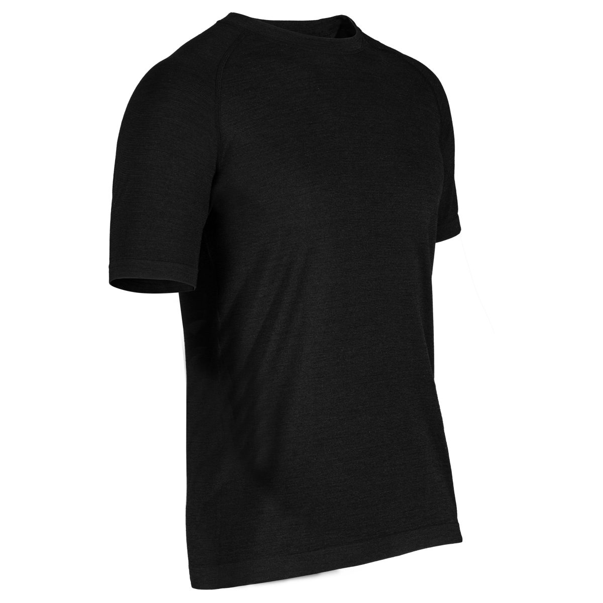 Lerta tricou fără cusături din lână merinos pentru bărbați, culoare Black