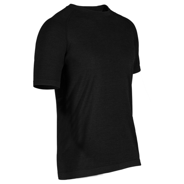 Lerta tricou fără cusături din lână merinos pentru bărbați, culoare Black