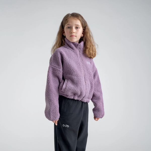 Palpo Kid's Pile Fleece Cropped Jacket — Iced Mauve